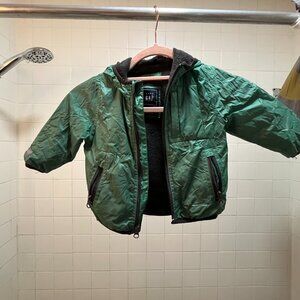Baby Gap Forest Green Fleece Lined Winter Coat w. Hood 12-18 Months